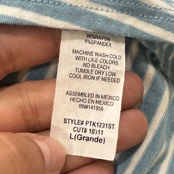 Crown of Hearts Light Blue Striped Cold Shoulder Tie Detail Top Girls L - Picture 4 of 6